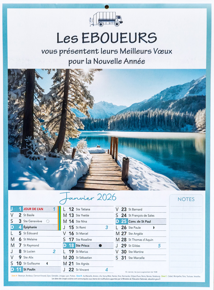 calendrier des eboueurs 2026